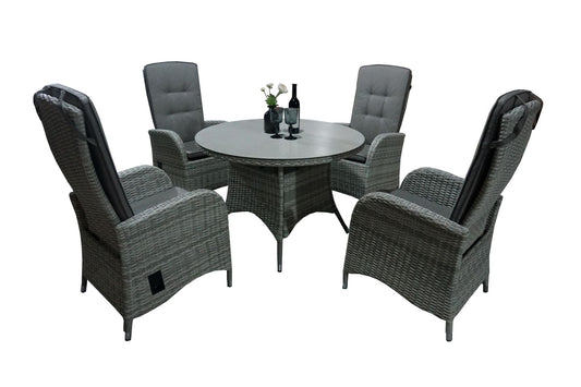 4 Seat Round Reclining Dining Set in Natural - By VILA