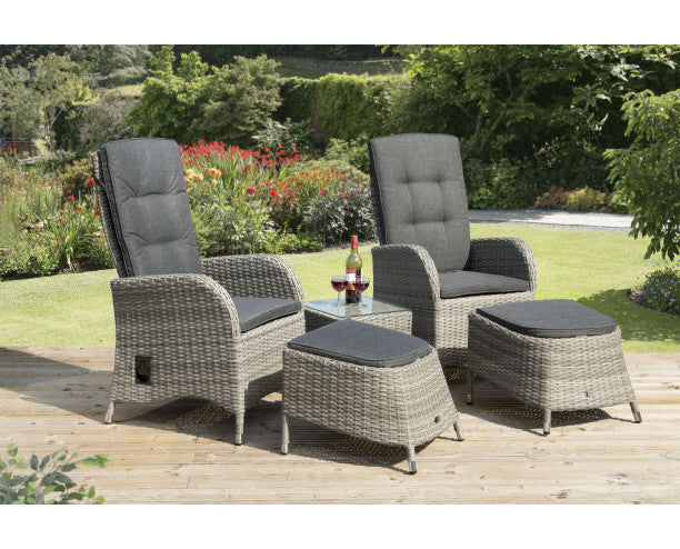 2 Seat Reclining Bistro Set with Footstools in Grey - By VILA