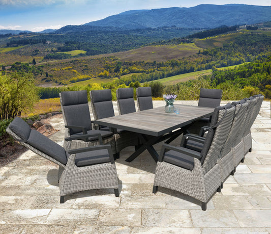 Reclining & Extending Dining Set in Grey - By VILA