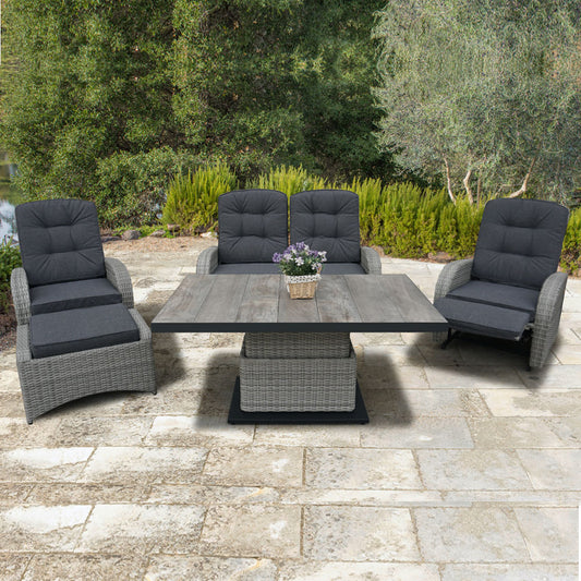 Rocking & Reclining Lounge Set with Adjustable Table in Grey - By VILA