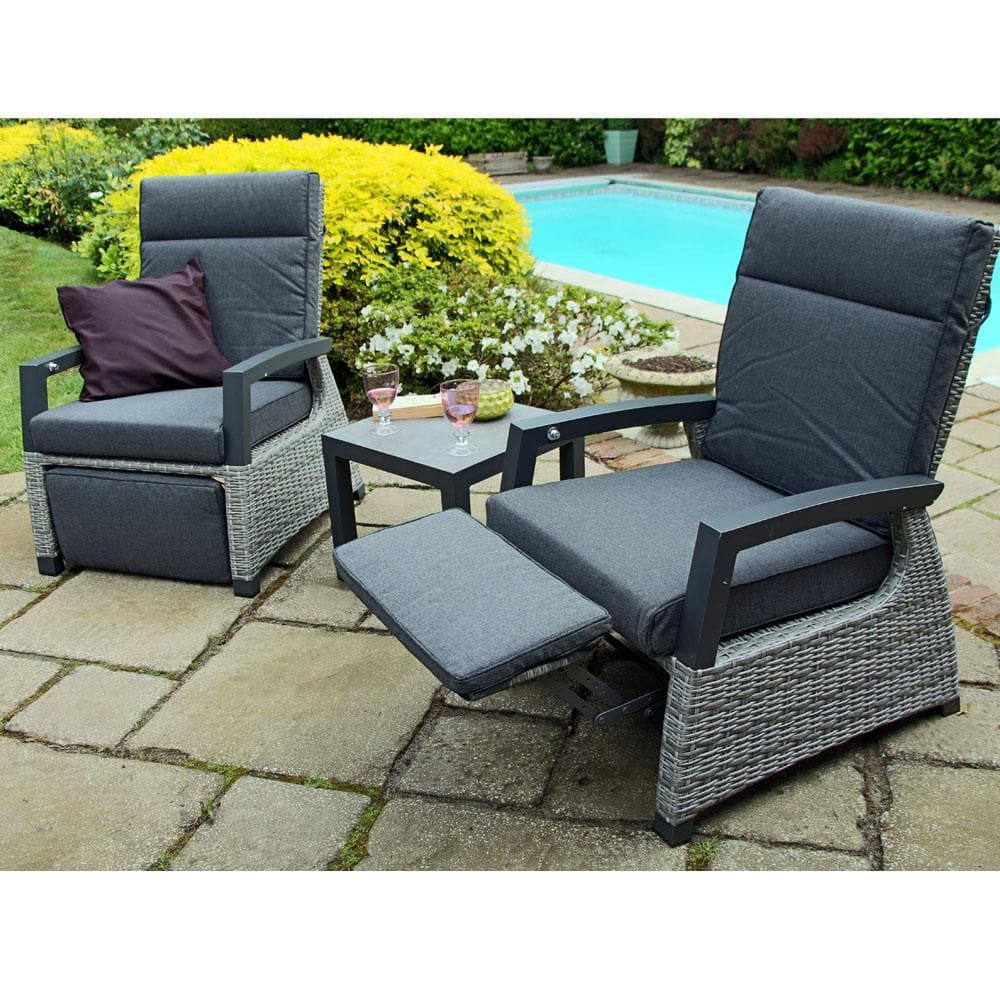 2 Seat Reclining Bistro Set in Grey - By VILA